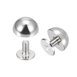 #US 20 Sets 10x6mm Screw Back Rivets Solid Round Head Leather Studs Silver