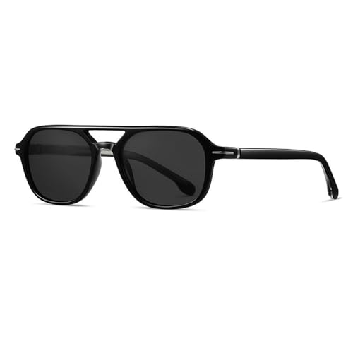 UYPTK Gafas de sol con protección UV400 para hombres y mujeres, gradiente de doble puente, ligeras para deportes al aire libre, Negro Gris, Talla única
