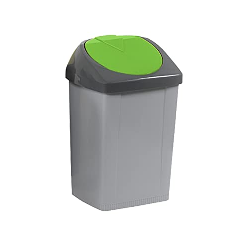 Sunbox Papelera gris 60L tapa basculante verde RS4000-V