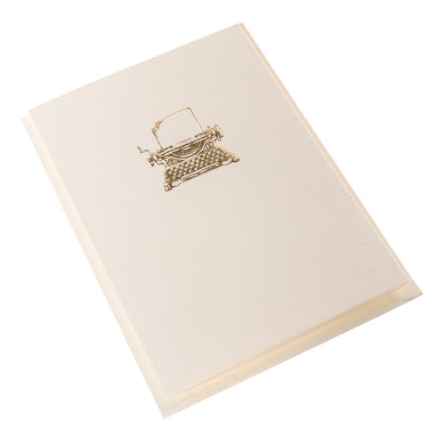 Image of Graphique Typewriter Cards, Pack of 10 Cards with Envelopes, All Occasion Greetings, Blank Inside, Gold Foil Embossing, La Petite Press Collection Boxed Set, 3.25 inch x 4.75 inch