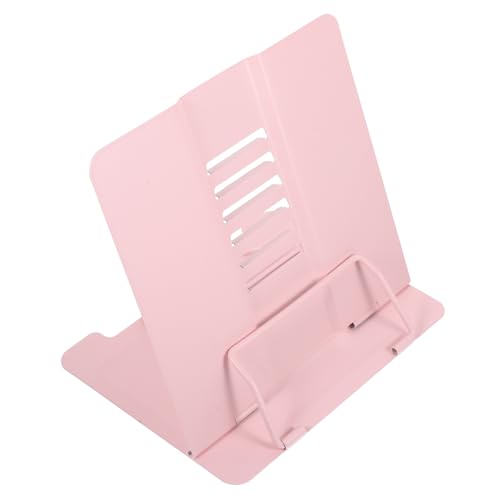 KONTONTY Estante De Lectura Soporte De Monitor Soporte De Libro Claro Titular De La Computadora Portátil Soporte para Libros De Mesita De Noche Libro De Exhibición Tubo De Subida Rosa Metal