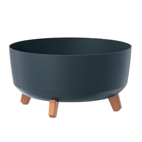 Prosperplast Gracia Maceta Estándar con Patas Desmontables Incl. Inserto para Uso en Interiores y Exteriores Jardinera Redonda de Plástico (390mm) (Antracita)