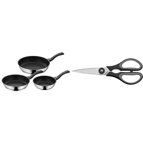 WMF Devil - Juego de 3 Sartenes Antiadherentes 20-24-28 cm, Sartén de Acero Inoxidable y Revestimien & Touch - Tijeras de Cocina, Acero Inoxidable, Negro, 21cm, Tijeras para el Hogar