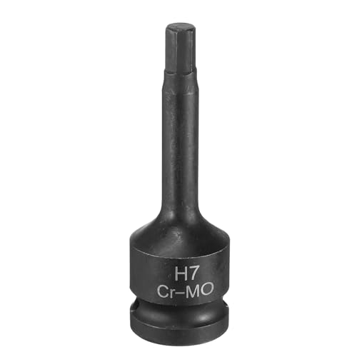 Sourcing Map 7mm H7 1/2" CR-MO Steel Hex Socket - Phosphate Black Impact Drive Bit for Auto Mechanics Work Repair and Maintain