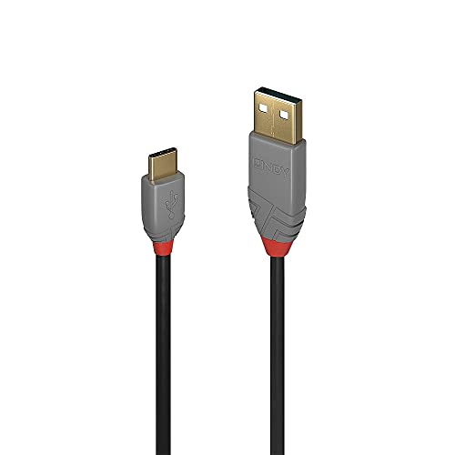 LINDY 1m USB 2.0 Type C to A Cable, Anthra Line Black
