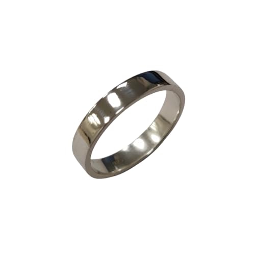 Bague en argent 925 faite à la main - anneau lisse 4,5 mm unisexe confort moderne