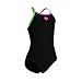 ARENA Feel Girls' Youth Light Drop Back Solid Swimsuit Waterfeel Comfortable One Piece Suit Pool or Beach, US Size 5Y/22, Black/Soft Green/Water