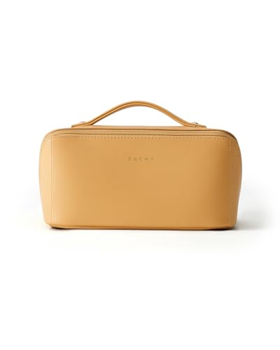 Image of EACHY Travel Makeup Bag, Large Capacity Cosmetic Bag for Women, Waterproof PU Leather, Flat Open Portable Toiletry Bag for Skincare, Brushes & Travel Essentials