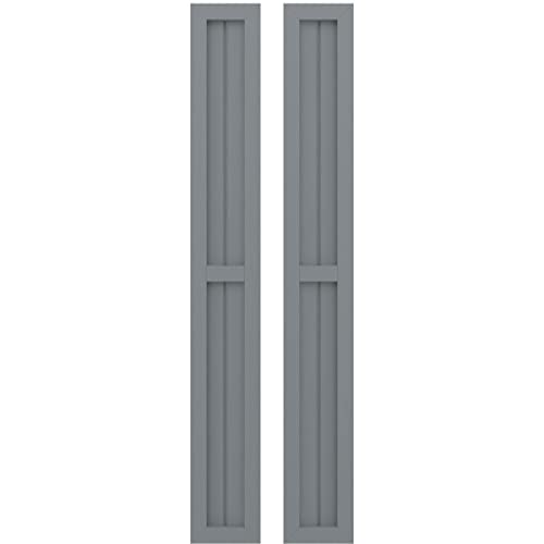 Ekena Millwork ARW101BF207X72CHH Americraft Exterior Real Wood Two Equal Panel Framed Board-n-Batten Shutters (Per Pair), 7"W x 72"H, Ocean Swell