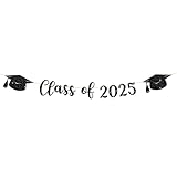 Qumic Graduation Decorations 2025-10 ft Class of 2025 Banner, Black Graduate Banner, Happy Grad Supplies, Graduation Party Decorations for Middle School, High School, College