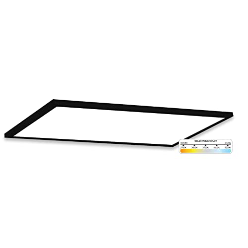 Nuwatt 1X2 Ft Black Led Surface Mount Panel (22W) Built In Internal Driver, 5 Cct 2700K | 3000K | 3500K | 4000K | 5000K Selectable, Triac Dimmable, Flush Mount Ceiling Fixture, 120V, Wet Rated #TOP7