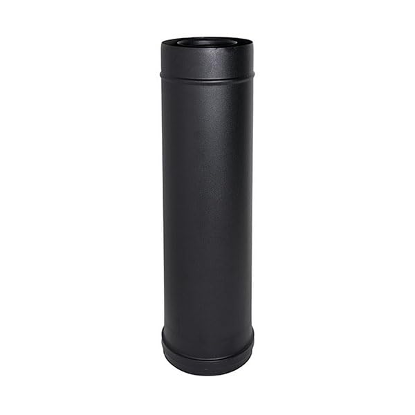 Élément droit conduit de cheminée tube coaxial noir D. 80/125 0,5 m CE en acier 316 pour poêle à granulés Made in Italy UNI 1856/2