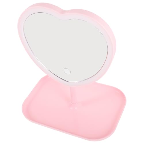 Espejo de maquillaje LED en forma de corazón recargable USB