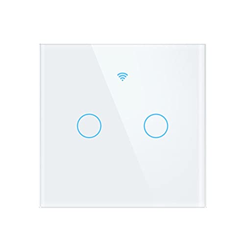 Smart Light Switch Smart Light Touch Switch, Neutral Wire Required Wall 1 2 3 Gang Light Push Button Switch Electrical(White 2 Gang)