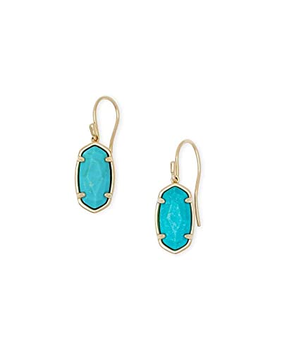 Kendra Scott Elisa Pendant Necklace And Lee Drop Earrings Bundle In 18K Gold Vermeil, Genuine Turquoise Gem, Fine Jewelry For Women #TOP2