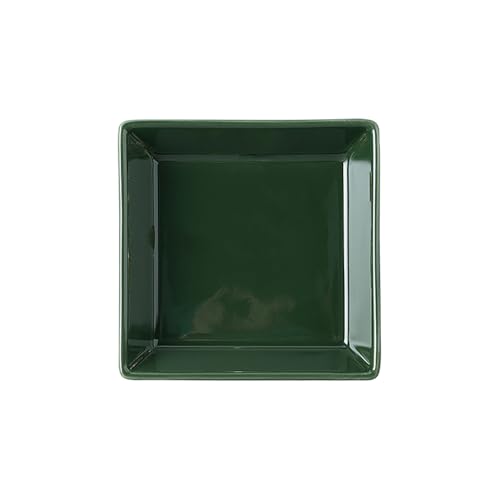 FSSTUD Vassoio quadrato in ceramica per gioielli, piatto espositore per anelli, piccolo orecchino piatto, organizer per chiavi, elegante collana, ciotola, vassoio decorativo per bagno, cucina, verde