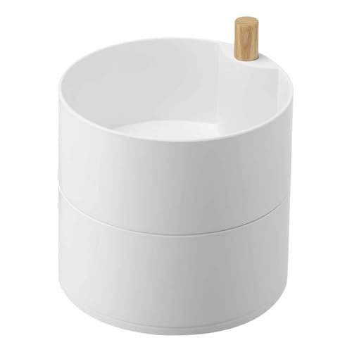 Yamazaki 5313 TOSCA Tiefe Schmuckdose mit 2 Ebenen, weiß, Holz/ABS Harz/Melaminharz, Minimalistisches Design, 14,5 x 14,5 x 15,5 cm (LxBxH)