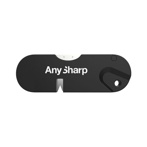AnySharp Afilador Táctico de Bolsillo, Perfecto para Exteriores, Arrancador de Fuego, Afilado Carburo Tungsteno, ABS, Negro