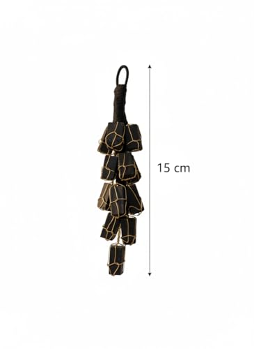 Image of Black Tourmaline Crystal Rough Tumble Chunks, Natural Stone for Protection, Vastu Correction, Negative Energy Shield, Evil Eye Protection, Hanging Ornament (Black)