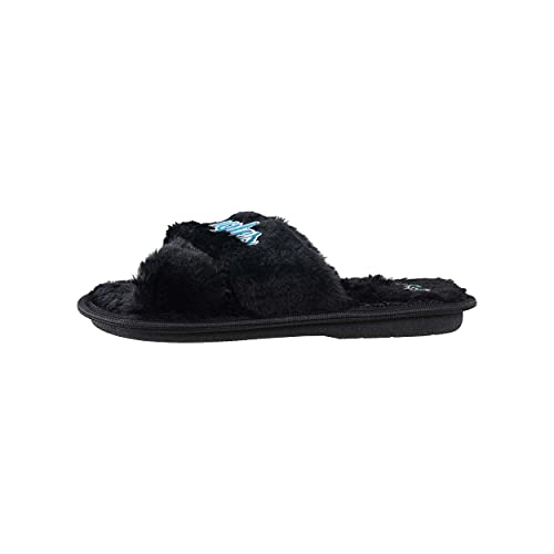 Image of FOCO Womens NFL Team Script Wordmark Fuzzy Cross Slide Slippers