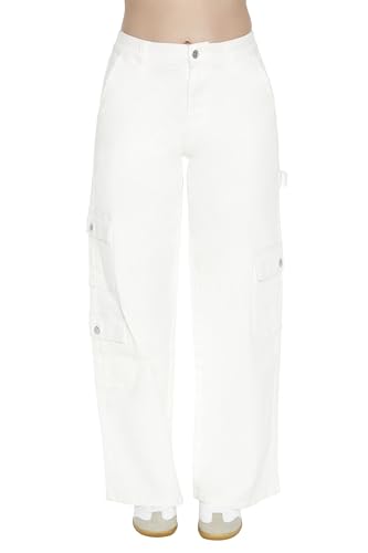 Forever 21 Women's Mid-Rise Wide-Leg Cargo Pants2