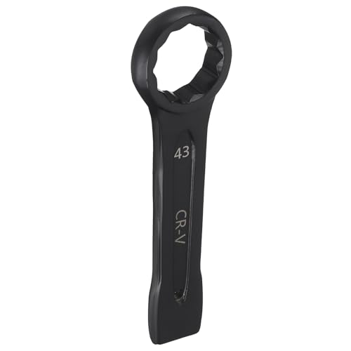 sourcing map Slogging Box End Striking Ring Wrench 43mm Metric CR-V Steel 12-Point Flat Strike Wrench Baking Paint Single Head Spanner Hand Tool for Mechanical Automotive Repair
