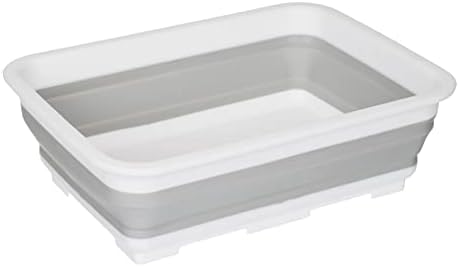Orbit Innovations - Portable 10 Litre Rectangular Collapsible Washing Up Bowl Space-Saving Foldable Storage Basin for Outdoors Activities, Camping, Caravans, Home - White