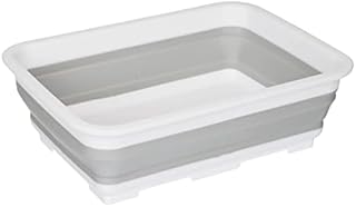 Orbit Innovations - Portable 10 Litre Rectangular Collapsible Washing Up Bowl Space-Saving Foldable Storage Basin for Outdoors Activities, Camping, Caravans, Home - White