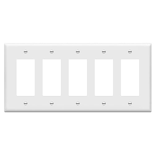 ENERLITES Decorator Light Switch or Receptacle Outlet Wall Plate, Gloss Finish, Mid-Size 5-Gang 4.88