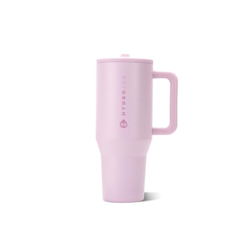 Image of HydroJug Traveler - 32 oz Water Bottle with Handle & Flip Straw - Fits in Cup Holder, Leak Resistant Tumbler-Reusable Insulated Stainless Steel & Rubber Base - Gifts for Women & Men, Sweet Pea