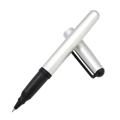 Image of OHTO CR01 Ceramic Rollerball Pen 0.7 mm | Blue Ink Medium Tip Writing Pen | Matte Silver Body | Smooth Japanese Roller Pen for Office, Journaling, Study | Made in Japan