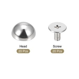 #US 20 Sets 10x6mm Screw Back Rivets Solid Round Head Leather Studs Silver