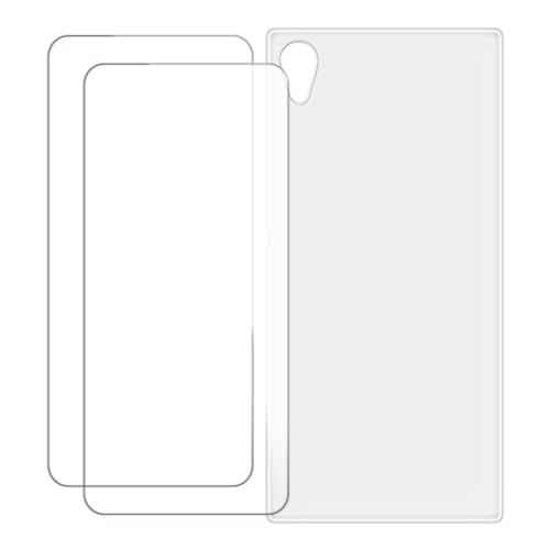 UOGNADGD Compatible with Sony Xperia XA1 Ultra Case Colorful Custom Cover with 2 Pack Tempered Glass Screen Protectors - Shockproof Scratch-Resistant (White)