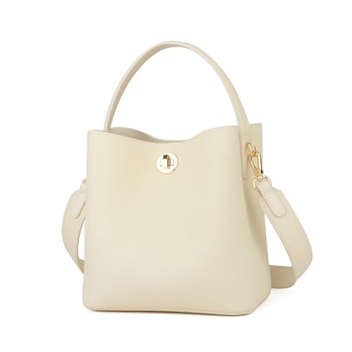 Image of DONNAIN Genuine Leather Bucket Tote Bag for Women, Small Crossbody Bag and Trendy Shoulder Bag with Adustable Strap | Genuine Leather
