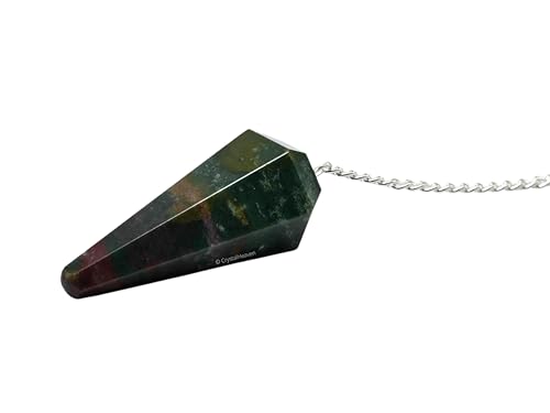 Image of Bloodstone Pendulum Dowsing Tool - Natural Crystal Pendulum for Spiritual Guidance - Premium Dowser Pendulum for Accurate Divination and Energy Healing - Perfect for Energy Healing and Chakra Balancing - Handcrafted with Precision and Elegance