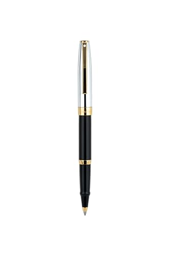 Image of Sheaffer Rollerball Pen 9475 Sagaris Gloss Black Barrel and Chrome Cap Rollerball Pen With Gold Tone trim | Gift Pen