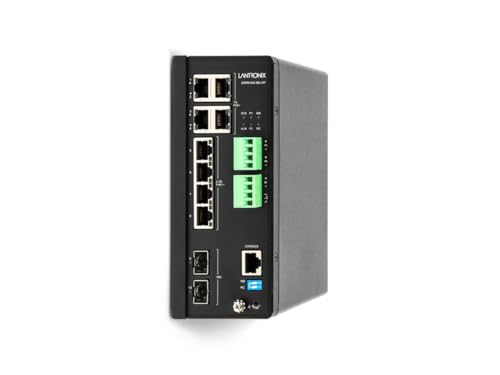 Image of Lantronix Switch - SISPM1242-582-LRT - Wired - 10Gbps - Networking / Ports Qty: 11 - Gigabit Ethernet - 52 - 57VDC - (4) 10 /100 /1000 Mbps, (4) 100 /1G /2.5G RJ-45 ports, (2) 1G /10G SFP slots, (1) Con...