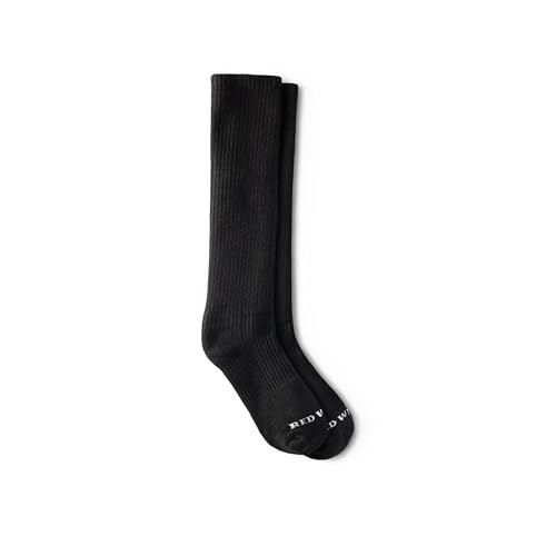 Red Wing Shoes Everyday Work Medium Weight Over-the-Calf Socks, Stretchable Cotton/Nylon/Polyester Blend, Black, 9-12 (1 pair)