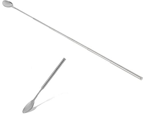 Stainless Steel Extendable Stirring Spoon - 24.4in Long Telescopic Handle for Barbecue & Tableware Supplies