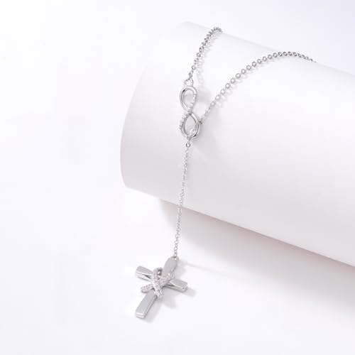 Breast Cancer Necklace Breast Cancer Gifts for Woman 925 Sterling Silver Pink Ribbons Jewelry Gifts for Women Lovers 5