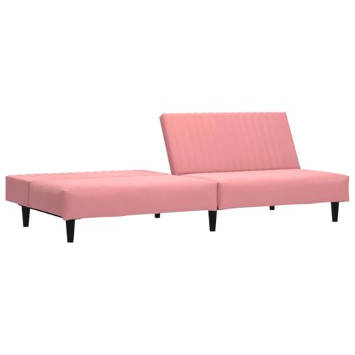 Sofá cama de 2 plazas terciopelo rosa mueble convertible pequeño 5