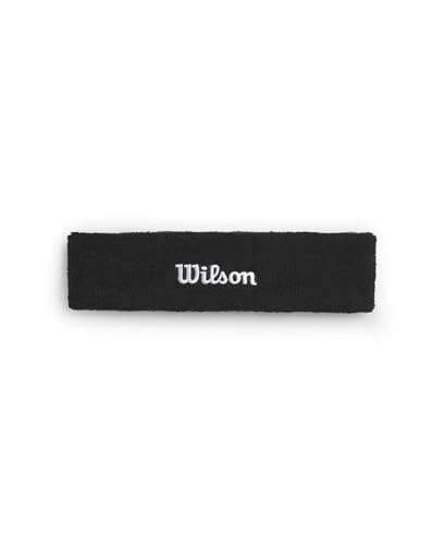 Wilson Terry Logo Fascia Per Capelli, Con Tecnologia Traspirante, Resistente Al Sudore, Realizzata In Tessuto Ad Asciugatura Rapida, Colore: Nero, Taglia: Unica