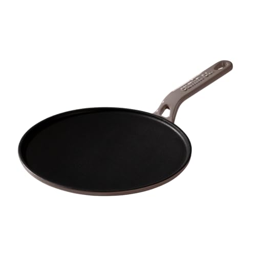 Image of CUMIN CO. Enamel Cast Iron Roti Tawa | 26 cm, 2.3 Kg | Color: Grey | Curved Surface Tawa for Roti, Chapati, Paratha | Preheat 4 Minutes to Activate Natural Non-Stick Ability, No Seasoning Required