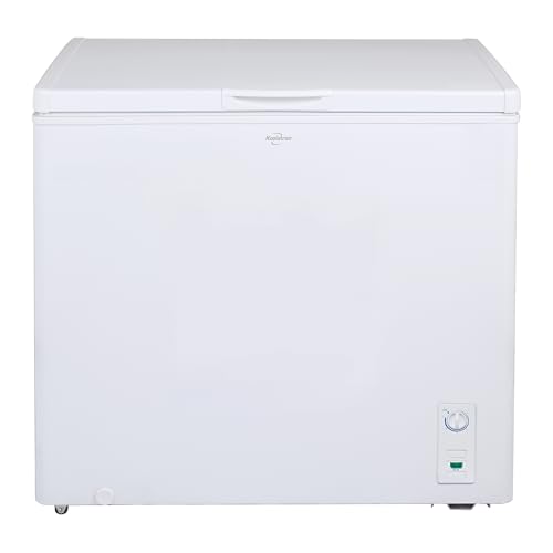 Koolatron Deep Freezer - Chest Freezer, 1 Wire Basket, Garage Ready, Meat Storage, Front Drain, Congelador For Home, Apartment, Basement, Dorm, Cottage, Manual Defrost, Stand Up, 7.0 Cubic Feet, White