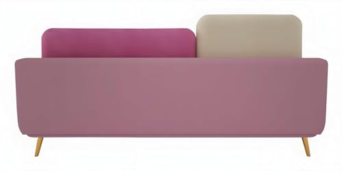 Image of Modern & Luxury Cushioned Couch Relax sectional Sofa in Fabric & Velvet and Heavy Duty Sofa Ideal for bedrooms, Living Rooms, Guest Rooms, Homes, and Office-(3 Seater Pink & Beigee).