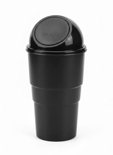 Image of JIVANI BROTHER Car Trash Bin with Push Lid and Detachable Hook - Clamshell Garbage Container for Car Door, Armrest Box, Seat Back Pocket or Desk (Pack of 1) (Mini Trash)