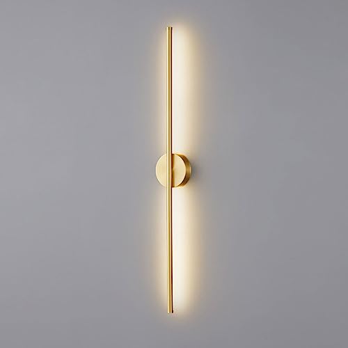 DLHH Lámpara de Pared Lineal Moderna, Aplique de Pared LED de latón Cepillado, Pantalla de acrílico, Accesorio de iluminación de Pared de Cobre Minimalista, luz de tocador de baño de la