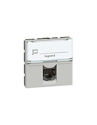 Prise RJ45 Cat6A STP Legrand 079476 aluminium pour installation réseau Ethernet blindé Mosaic