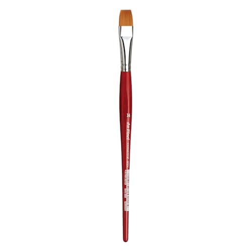 Image of da Vinci Watercolor Series 5880 CosmoTop Spin Paint Brush, Flat Synthetic with Red Handle, Size 14 (5880-14)