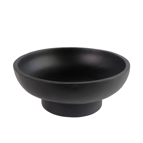 Plukers Catch All Decorative Fruit Bowl with Pedestal Key Purse & Trinket Holder | Entryway Table Kitchen Counter Coffee Console Decor | Modern Minimalist Black
